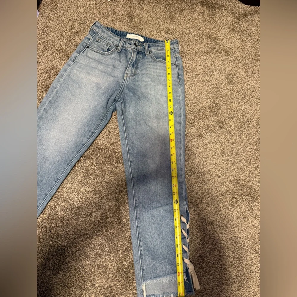 Hidden Lace Up Denim Straight Leg Jeans Size 26 - Picture 12 of 16